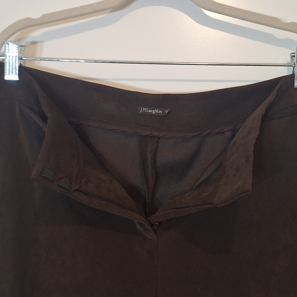 J.McLaughlin Velvet Velour Hi Waisted Trousers Pants Stretch Chocolate Brown 14 - Picture 10 of 15